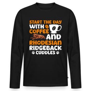 Ridgeback START THE DAY WITH COFFEE AND RIDGEBACK - Men's Premium Organic Long Sleeve Shirt - black - Front - Nico (187cm)