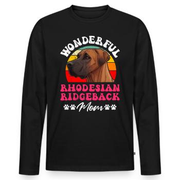 Ridgeback WONDERFUL RHODESIAN RIDGEBACK MOM - Männer Premium Bio Langarmshirt - Schwarz - Vorne - Nico (187cm)