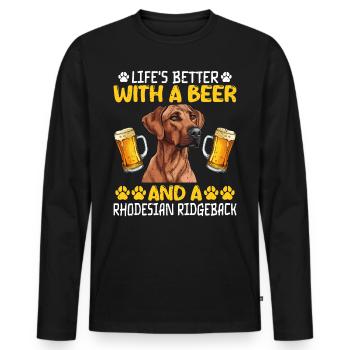 Ridgeback LA VIE EST MEILLEURE AVEC DE LA BIÈRE ET - T-shirt manches longues Premium bio Homme - noir - Devant - Nico (187cm)