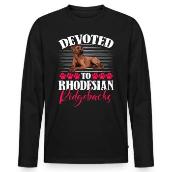 Ridgebacks DEVOTED TO RHODESIAN RIDGEBACKS - Männer Premium Bio Langarmshirt - Schwarz - Vorne - Nico (187cm)