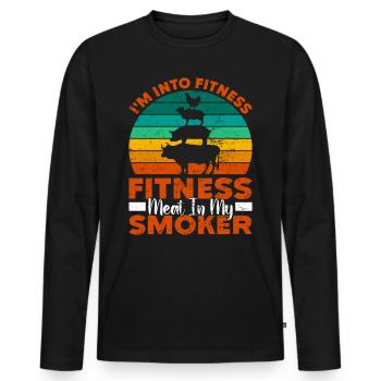 Grillen I'M INTO FITNESS MEAT IN MY SMOKER Lustig - Männer Premium Bio Langarmshirt - Schwarz - Vorne - Nico (187cm)