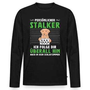 Propriétaire du Labrador PERSONAL STALKER Drôle - T-shirt manches longues Premium bio Homme - noir - Devant - Nico (187cm)