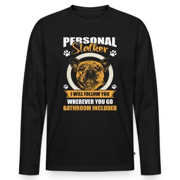 Fransk Bulldog PERSONLIG STALKER Morsomt - Premium økologisk langermet T-skjorte for menn - svart - Foran - Nico (187cm)