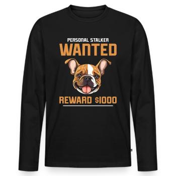 French Bulldog WANTED REWARD 1000 Dollars - Men's Premium Organic Long Sleeve Shirt - black - Front - Nico (187cm)