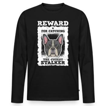French Bulldog Reward for Catching Funny - Men's Premium Organic Long Sleeve Shirt - black - Front - Nico (187cm)