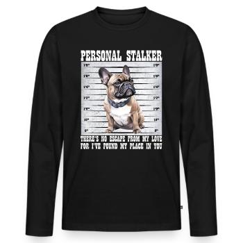 Frenchie PERSONAL STALKER Bouledogue Français - T-shirt manches longues Premium bio Homme - noir - Devant - Nico (187cm)