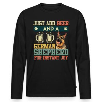 LIFE IS BETTER WITH GERMAN SHEPHERD AND - Men's Premium Organic Long Sleeve Shirt - black - Front - Nico (187cm)