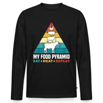 Lustig Fleischfresser Food Pyramid Eat Meat Repeat - Männer Premium Bio Langarmshirt - Schwarz - Vorne - Nico (187cm)