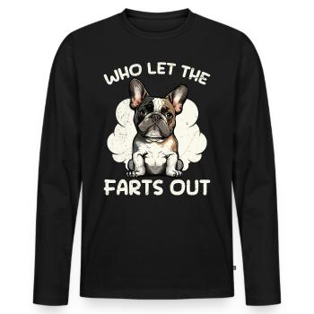 Drôle de bouledogue français qui dans les pets - T-shirt manches longues Premium bio Homme - noir - Devant - Nico (187cm)