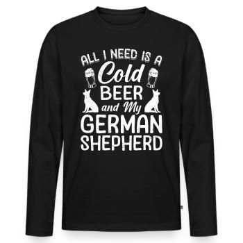 German Shepherd Dog All I Want is Coffee and my German - Men's Premium Organic Long Sleeve Shirt - black - Front - Nico (187cm)