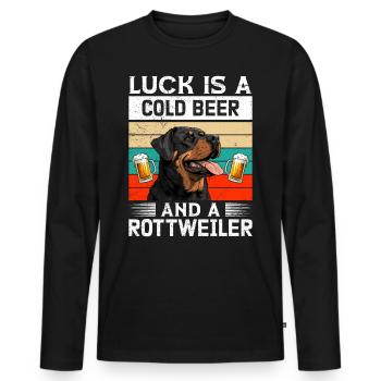 Rottweiler owner LUCK IS A COLD BEER AND A - Men's Premium Organic Long Sleeve Shirt - black - Front - Nico (187cm)