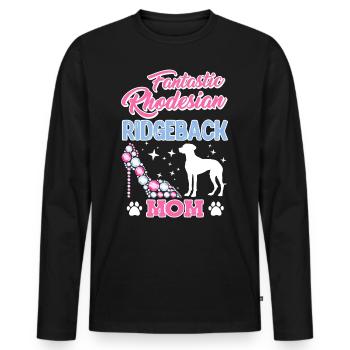 Ridgeback Frauen FANTASTIC RHODESIAN RIDGEBACK - Männer Premium Bio Langarmshirt - Schwarz - Vorne - Nico (187cm)