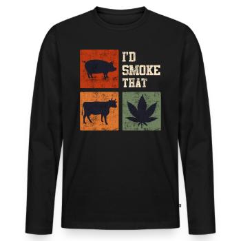 Fleischliebhaber Grillen I'd Smoke That BBQ - Männer Premium Bio Langarmshirt - Schwarz - Vorne - Nico (187cm)