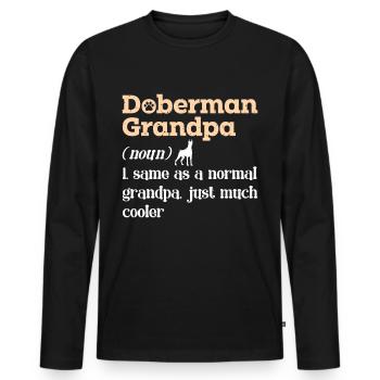 DOBERMAN GRANDPA Hundebesitzer Dobie Doberman - Männer Premium Bio Langarmshirt - Schwarz - Vorne - Nico (187cm)