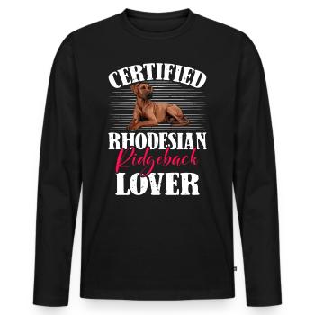 Ridgeback Besitzer RHODESIAN RIDGEBACK LIEBHABER - Männer Premium Bio Langarmshirt - Schwarz - Vorne - Nico (187cm)