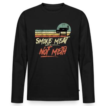 Fleischliebhaber SMOKE MEAT NOT METH BBQ - Männer Premium Bio Langarmshirt - Schwarz - Vorne - Nico (187cm)