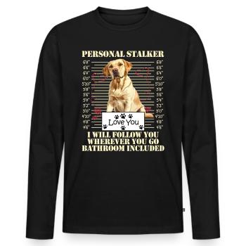 Labrador Chien PERSONAL STALKER JE TE SUIVRAI - T-shirt manches longues Premium bio Homme - noir - Devant - Nico (187cm)