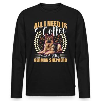 Dog owners ALL I NEED IS COFFEE AND ENGLISH - Men's Premium Organic Long Sleeve Shirt - black - Front - Nico (187cm)