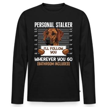 Rhodesian Ridgeback PERSONNEL STALKER Drôle - T-shirt manches longues Premium bio Homme - noir - Devant - Nico (187cm)