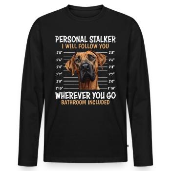Rhodesian Ridgeback PERSONAL STALKER Drôle - T-shirt manches longues Premium bio Homme - noir - Devant - Nico (187cm)