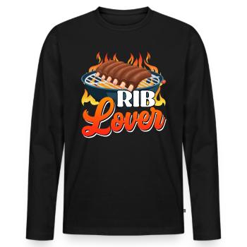 Fleischliebhaber RIB LOVER Grillfeier Lustiges - Männer Premium Bio Langarmshirt - Schwarz - Vorne - Nico (187cm)
