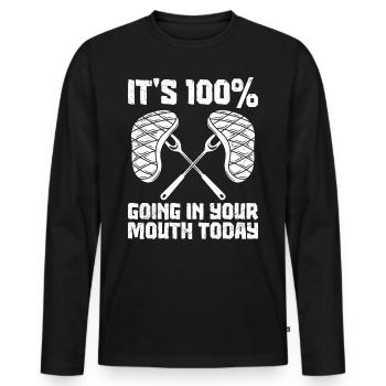 Barbecue party Ma viande finit dans ma bouche aujourd’hui - T-shirt manches longues Premium bio Homme - noir - Devant - Nico (187cm)