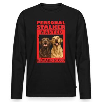 Labrador Chien PERSONAL STALKER JE TE SUIVRAI - T-shirt manches longues Premium bio Homme - noir - Devant - Nico (187cm)