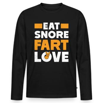 Bouledogue français MANGER RONFLEMENT PET AMOUR - T-shirt manches longues Premium bio Homme - noir - Devant - Nico (187cm)