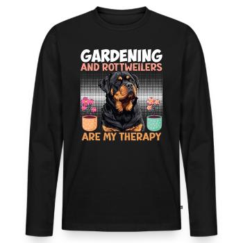 GARTENARBEIT UND ROTTWEILER SIND THERAPIE Rottie - Männer Premium Bio Langarmshirt - Schwarz - Vorne - Nico (187cm)