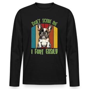 Bouledogue français NE ME FAIS PAS PEUR JE PÈTE - T-shirt manches longues Premium bio Homme - noir - Devant - Nico (187cm)