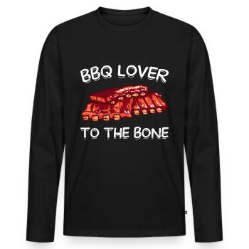 BBQ Lover to the Bone Grill Party Meat Lovers - Men's Premium Organic Long Sleeve Shirt - black - Front - Nico (187cm)