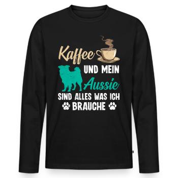 Aussie CAFÉ ET MON AUSSIE TOUT CE DONT J’AI BESOIN - T-shirt manches longues Premium bio Homme - noir - Devant - Nico (187cm)