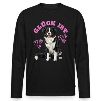 Border Collie Owner LUCK IS BORDER COLLIE - Men's Premium Organic Long Sleeve Shirt - black - Front - Nico (187cm)