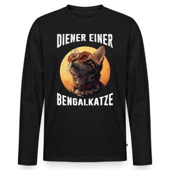 Chat du Bengale SERVITEUR D’UN CHAT DU BENGALE Drôle - T-shirt manches longues Premium bio Homme - noir - Devant - Nico (187cm)