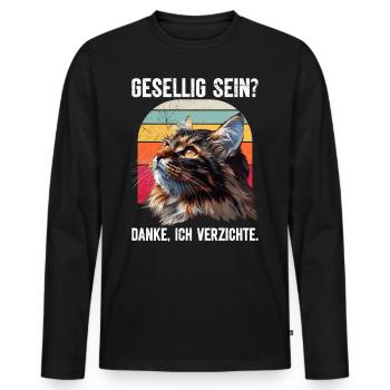 Maine Coon Cat BE SOCIABLE? THANK YOU. WAIVERS - Men's Premium Organic Long Sleeve Shirt - black - Front - Nico (187cm)