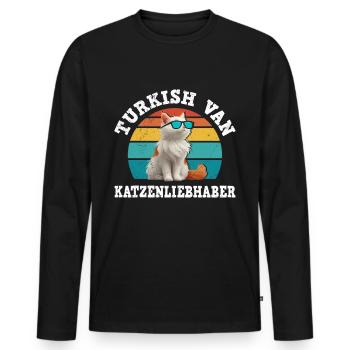 TURKISH VAN CAT LOVERS Turkish Van - Men's Premium Organic Long Sleeve Shirt - black - Front - Nico (187cm)