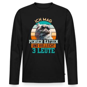 Propriétaires de chats J’AIME LES CHATS PERSANS ET 3 PERSONNES - T-shirt manches longues Premium bio Homme - noir - Devant - Nico (187cm)