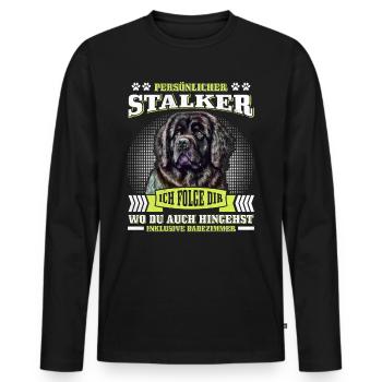 Newfie PERSONAL STALKER Drôle Terre-Neuve - T-shirt manches longues Premium bio Homme - noir - Devant - Nico (187cm)
