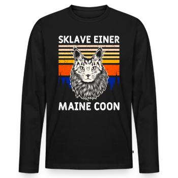 Maine Coon SKLAVE EINER MAINE COON Katzenbesitzer - Männer Premium Bio Langarmshirt - Schwarz - Vorne - Nico (187cm)