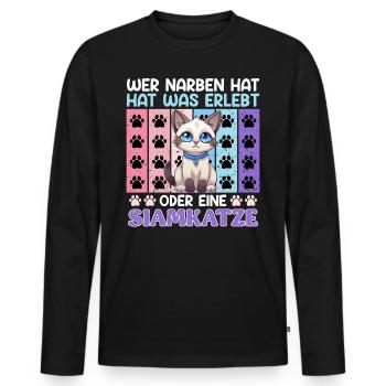 Siamkatzen WER NARBEN HAT HAT EINE SIAMKATZE - Männer Premium Bio Langarmshirt - Schwarz - Vorne - Nico (187cm)