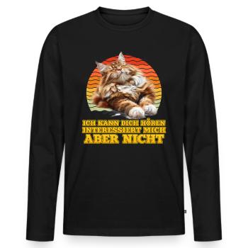 Maine Coon CAN'T HEAR YOU DOESN'T INTEREST ME - Men's Premium Organic Long Sleeve Shirt - black - Front - Nico (187cm)