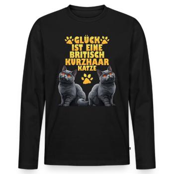 Britische Kurzhaar GLÜCK IST BRITISCH KURZHAAR - Männer Premium Bio Langarmshirt - Schwarz - Vorne - Nico (187cm)