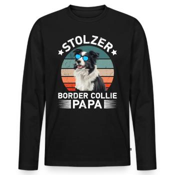 Dog Dad PROUD BORDER COLLIE DAD Dog Owner - Men's Premium Organic Long Sleeve Shirt - black - Front - Nico (187cm)