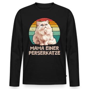 MAMAN D’UN CHAT PERSAN MAMAN Chat persan - T-shirt manches longues Premium bio Homme - noir - Devant - Nico (187cm)