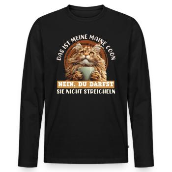 Propriétaires de chats NE CARESSEZ PAS MON MAINE COON - T-shirt manches longues Premium bio Homme - noir - Devant - Nico (187cm)