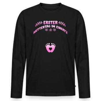 Mothers FIRST MOTHER'S DAY IN ACTION Fun - Men's Premium Organic Long Sleeve Shirt - black - Front - Nico (187cm)