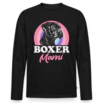 BOXER MAMI Propriétaire d’un chien boxer allemand - T-shirt manches longues Premium bio Homme - noir - Devant - Nico (187cm)