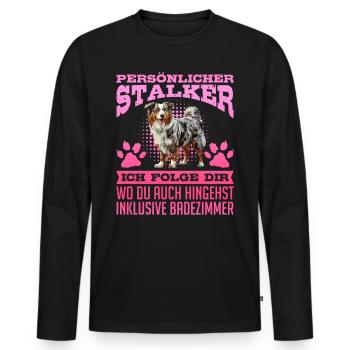 Berger Australien PERSONNEL STALKER Drôle - T-shirt manches longues Premium bio Homme - noir - Devant - Nico (187cm)
