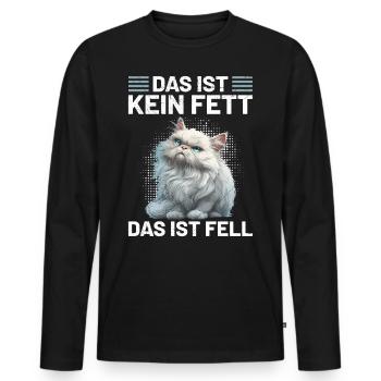 Perserkatze DAS IST KEIN FETT DAS IST FELL Lustig - Männer Premium Bio Langarmshirt - Schwarz - Vorne - Nico (187cm)
