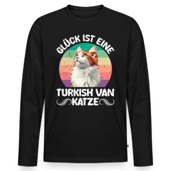 Turkish Van HAPPINESS IS A TURKISH VAN CAT - Men's Premium Organic Long Sleeve Shirt - black - Front - Nico (187cm)